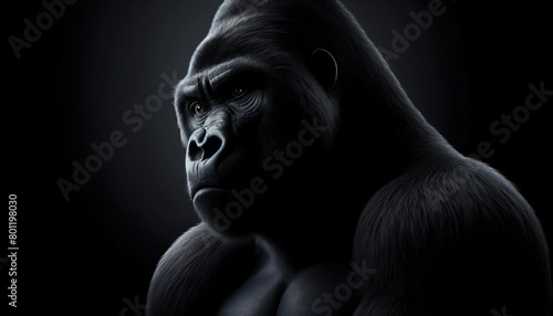 a powerful gorilla in a portrait style