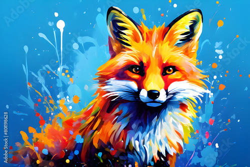 Paint Pop Fox. Generative AI.