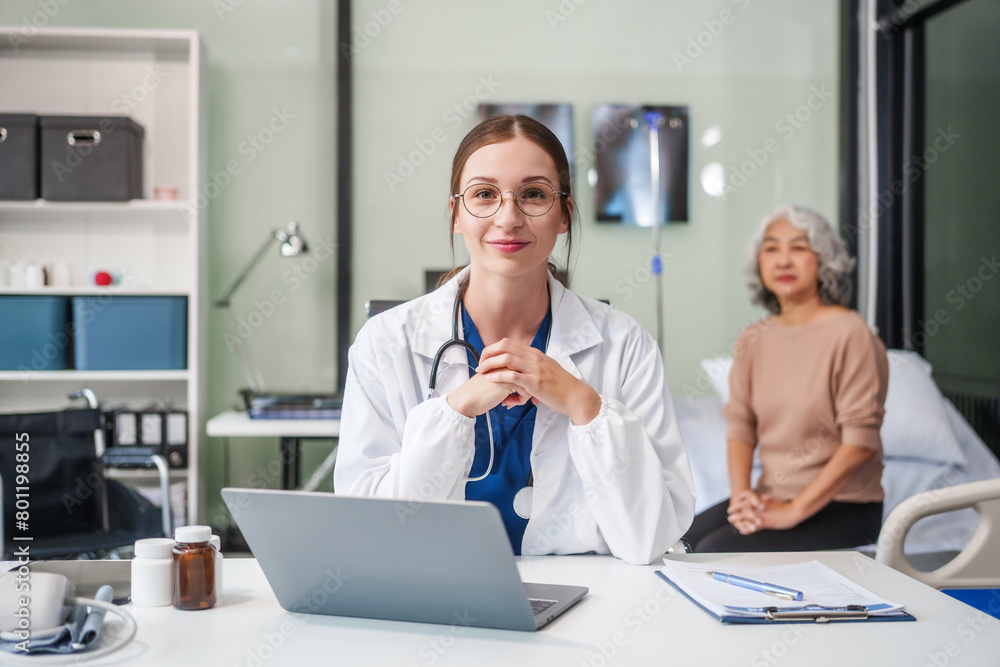 Caucasian female psychiatrist sits at her desk, providing mental health consultations and therapy sessions to her patients with empathy and expertise. Caucasian female psychiatrist sits at her desk, providing mental health consultations and therapy sessions to her patients with empathy and expertise.
