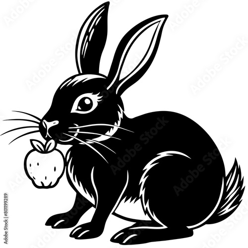 a-rabbit-eats-apple--white-background-soled-black