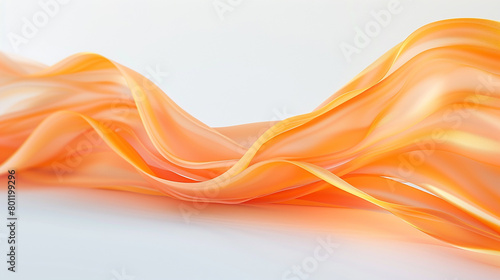 A soft tangerine wave, light and refreshing, moving gently over a white backdrop, rendered in stunning high-resolution.