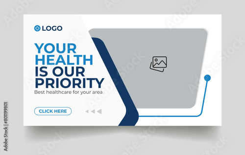 healthcare web banner for video thumbnail. youtube thumbnail for hospital live workshop business template. Dental hospital and clinic social media Design 