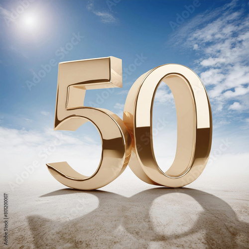 50 golden fifty symbol, illustration. 
