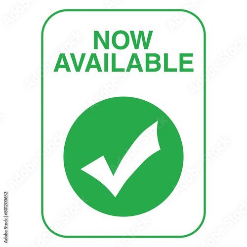Photos Banner verde ahora disponible con una marca de verificación sobre un fondo blanc