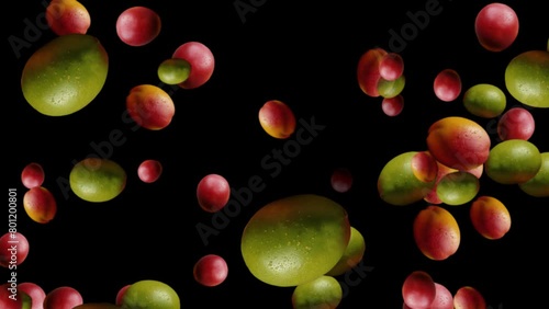 Fresh healthy mango fruits falling on transparent background uses for adds and videos, Slow Motion of closeup shots mango fruits falling down animation. healthy delicious fruits falling on Alpha chann photo