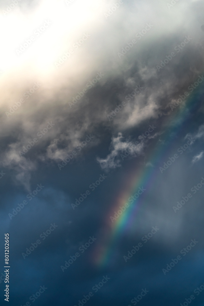 Rainbow on a spring day thanks to the rain and the sun