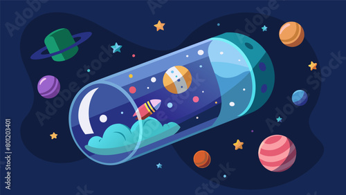 A hightech dream capsule that mimics the feeling of floating in space and utilizes holographic technology to project dream scenarios onto its curved.