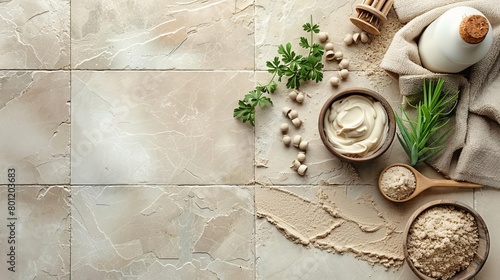 Natural Skincare Products on Textured Stone Tiles