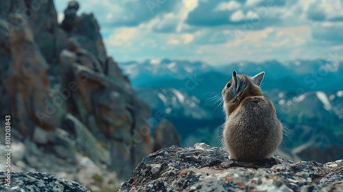 A rear view of a pika on mt washburn in yellowstone photo