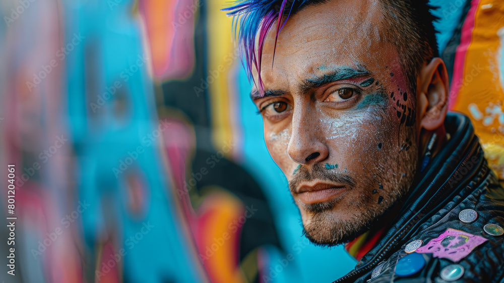 Man with face paint and punk fashion Man with face paint and punk fashion