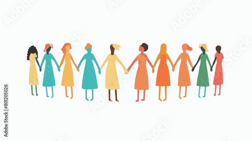 Illustration of diverse group of people holding hands.  Unity   community   and mutual support.  The essence of teamwork   cooperation   and the concept of helping each other in a multicultural society