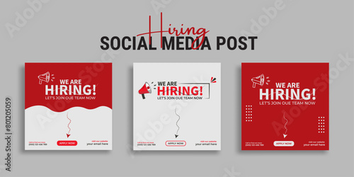 We are hiring job vacancy social media post or square web banner template vector design	