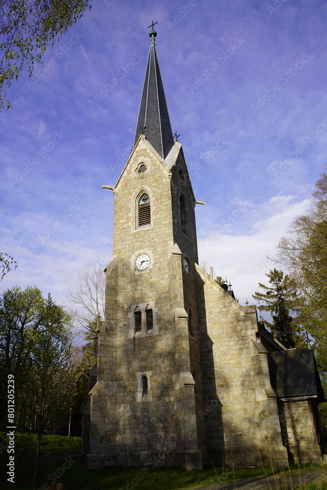  The Bergkirche Schierke is the Protestant church in the town of Schierke in the Harz Mountains in Saxony-Anhalt. The current building was built in the neo-Gothic style from granite.