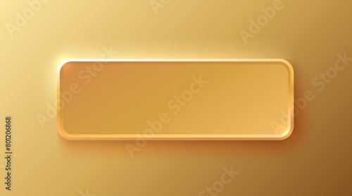 Golden frame label, event bar button, gold signboard. Vector illustration