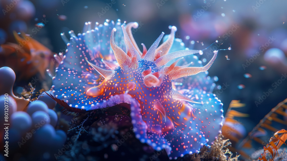 Naklejka premium Nudibranch on a coral reef