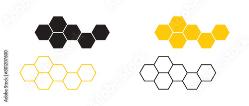 Set of icons of honeycomb, bee honeycomb of abstract form.