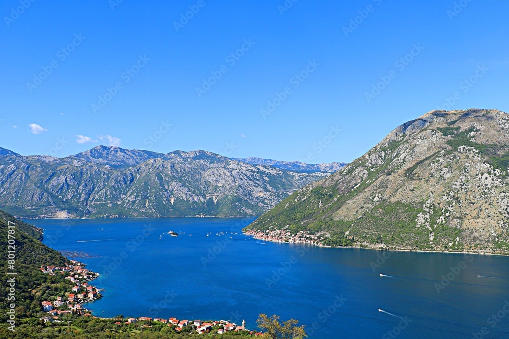 View of the Bay of Kotor and the surrounding mountains