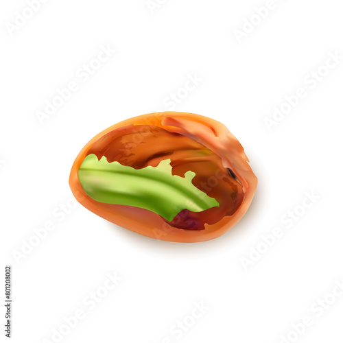 Realistic Detailed 3d Whole Pistachio Nut Kernel Tasty Snack Concept. Vector illustration of Peeled Pistachio Nut © bigmouse108