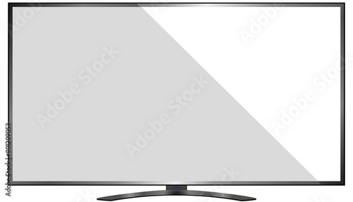 4K TV Flat Screen lcd,Oled,Plasma, Realistic 3D Model White Blank Monitor Display Mockup,Empty Television Template Wide flatscreen Monitor hanging on the wall,Design element for Catalog,Web Site. photo