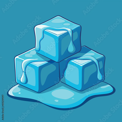 Three melting ice cubes