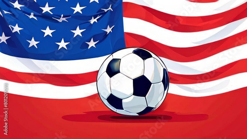 a soccer team logo with a ball and a red and blue stripe on it.