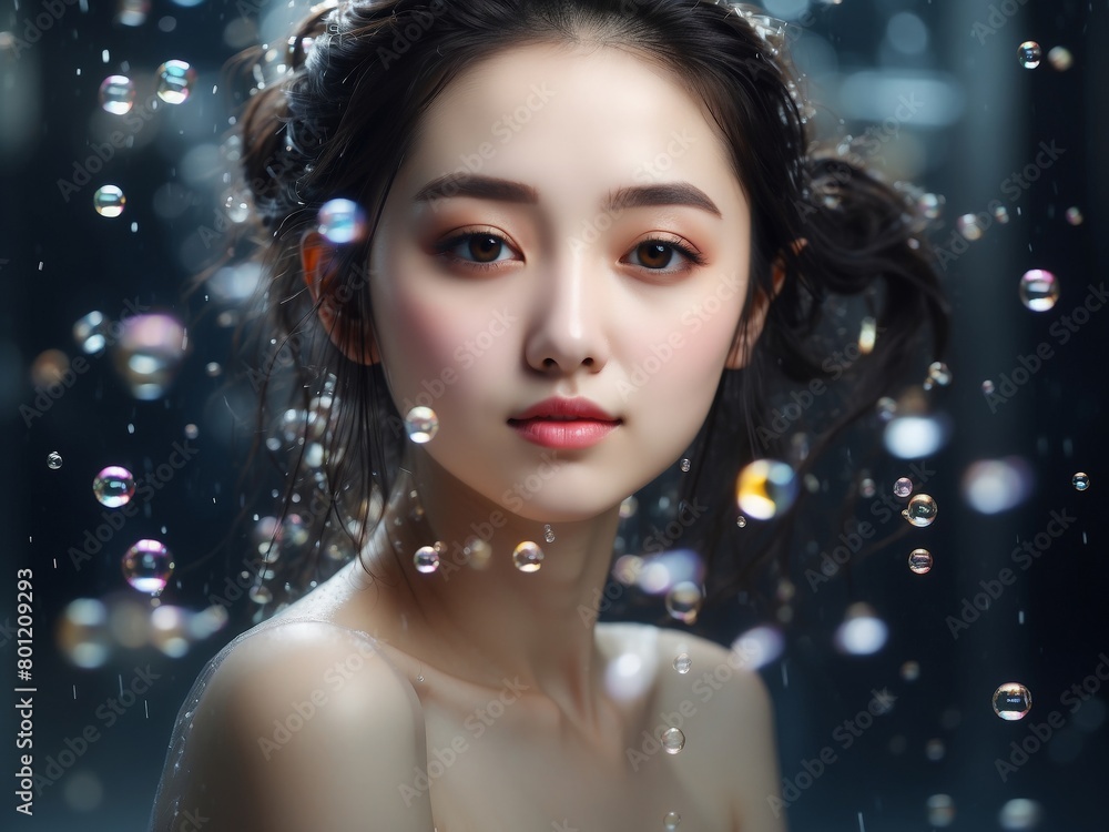 portrait of a woman with snowflakes portrait of a woman with snowflakes