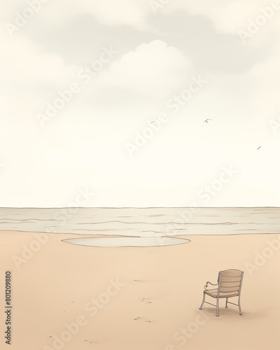 A lone chair sits on a beach.