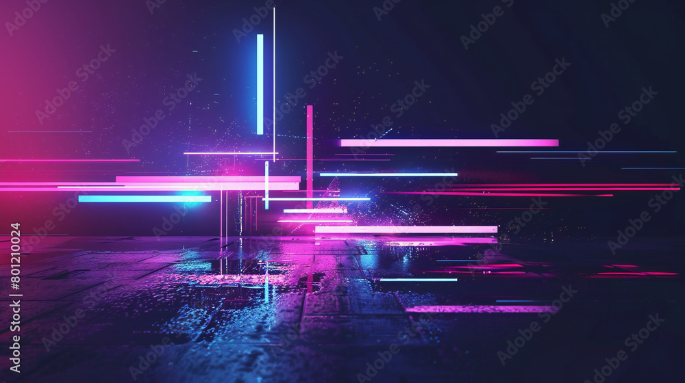 Neon Laser Glitch: Vibrant Digital Art Logo with Futuristic Aesthetic and Distorted Patterns