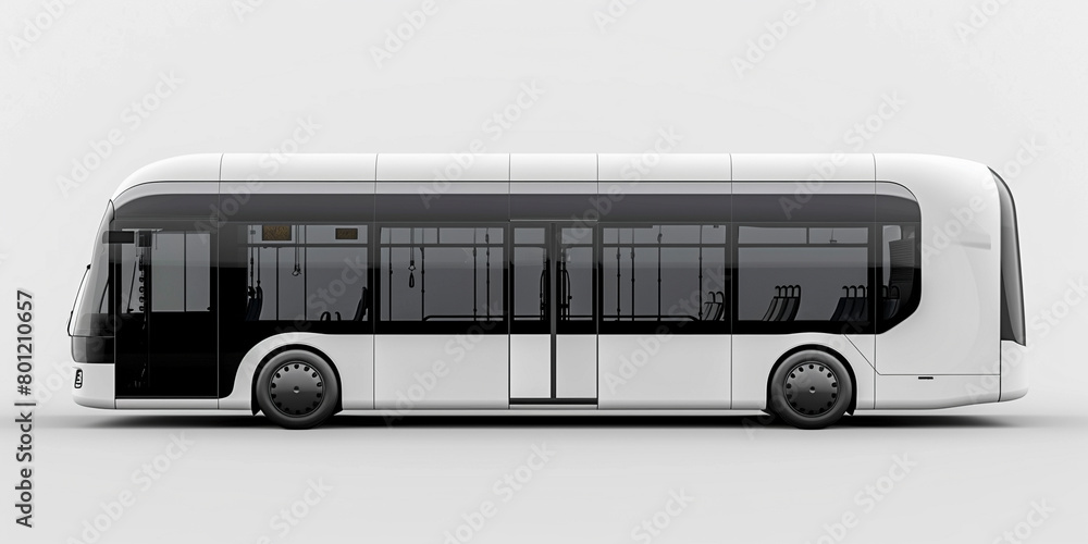 Side view of modern bus in white background Side view of modern bus in white background
