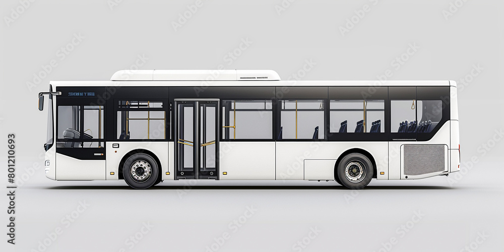 Side view of modern bus in white background Side view of modern bus in white background