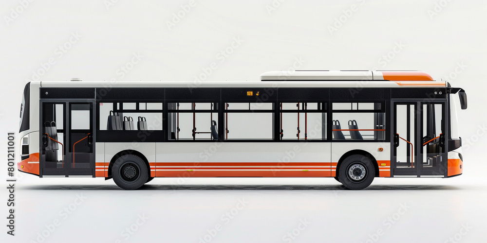 Side view of modern bus in white background Side view of modern bus in white background