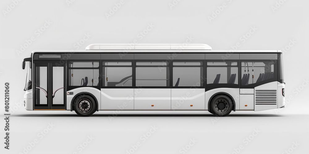 Side view of modern bus in white background Side view of modern bus in white background