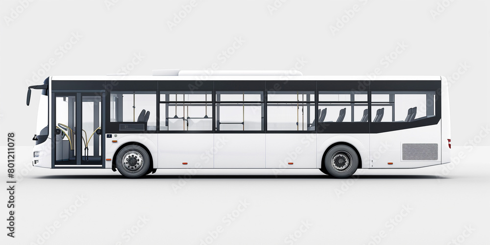 Side view of modern bus in white background Side view of modern bus in white background