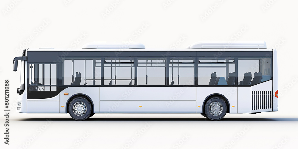 Side view of modern bus in white background Side view of modern bus in white background