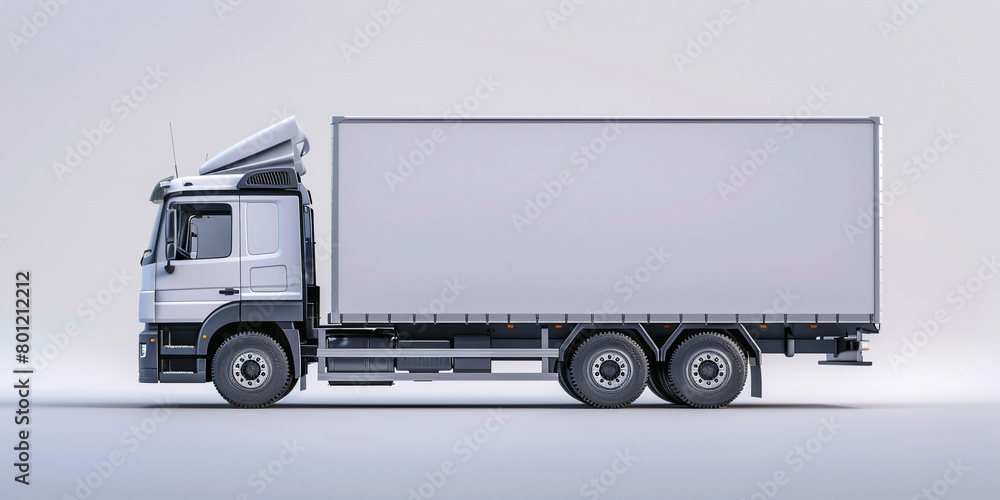 Side view of modern gray truck in white background Side view of modern gray truck in white background