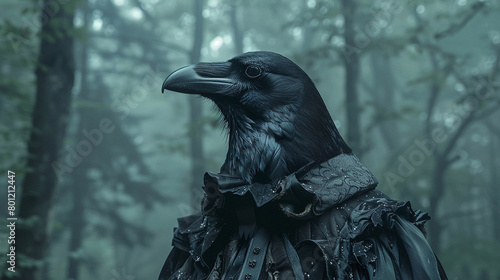 A dark mysterious bird is staring at you from the woods. Its eyes are glowing red and you feel a chill run down your spine. You know that this bird is not a good omen