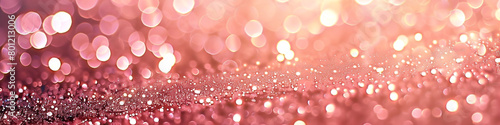 Salmon Pink Glitter Defocused Abstract Twinkly Lights Background, glowing blurred lights in soft salmon pink tones.