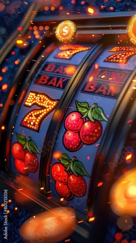 Slot machine wins the jackpot 777 in casino