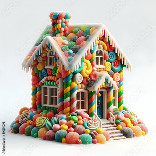 casa dulce hecha de gominolas y chucherías photo
