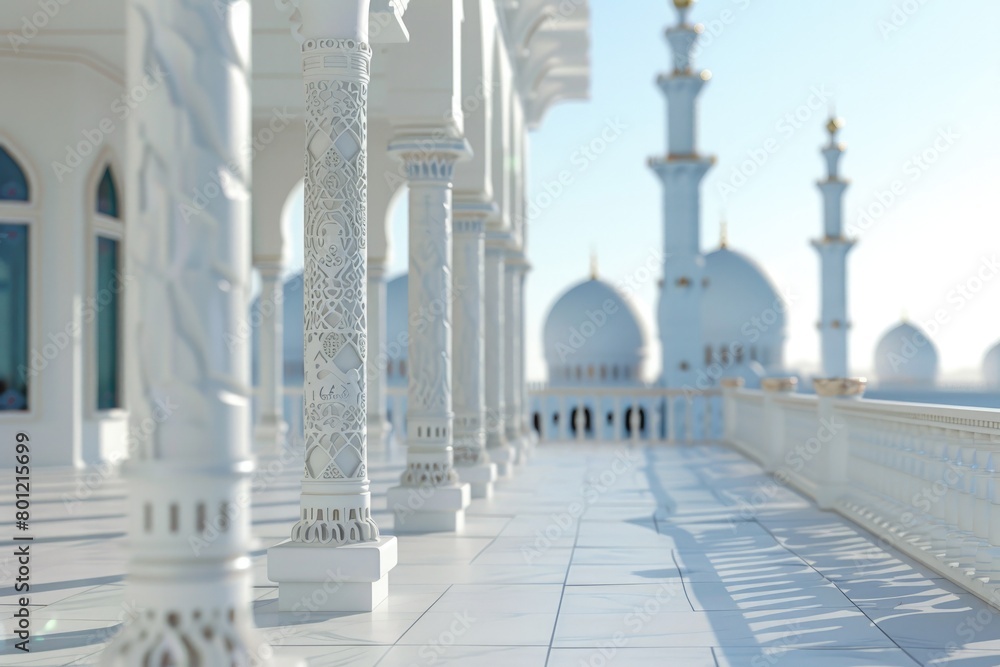 Fototapeta premium Arabic white mosque, Ramadan and Eid-al-Adha concept.