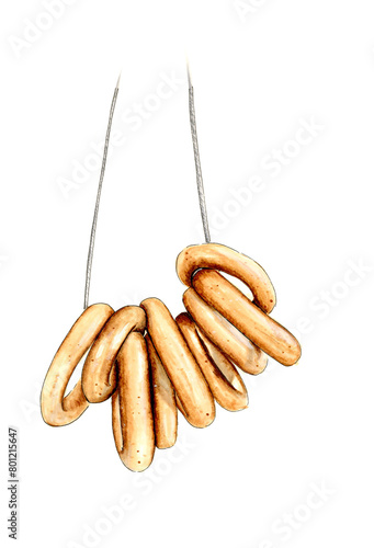 Russian Delight: Sushki. Hand drawn illustration