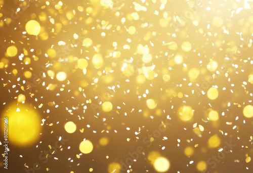 'yellow bokeh particles confetti glistering glow gold shine sparkle light dust glamour luxury magic rain star abstract card christmas design holiday texture background anniversary birthda' photo