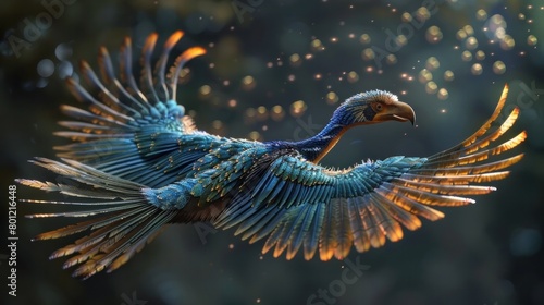 D Rendering of the Transitional Archaeopteryx Fossil from the Jurassic Era photo