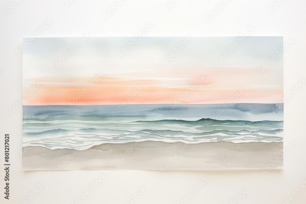 Aquarelle painting of a peaceful beach scene