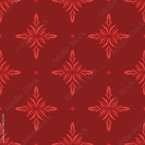 Red luxury vector seamless pattern. Ornament, Traditional, Ethnic, Arabic, Turkish, Indian motifs. Great for fabric and textile, wallpaper, packaging design or any desired idea. © Annartlab