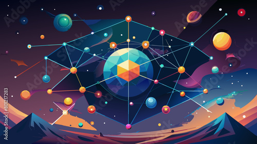 Vibrant Cosmic Network Connecting Planets in a Colorful Universe
