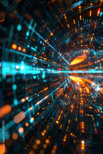 Close view of a graphical representation of a data pipeline, where multiple streams of media inputs are visualized entering an AIs processing unit, space for text on an isolated background