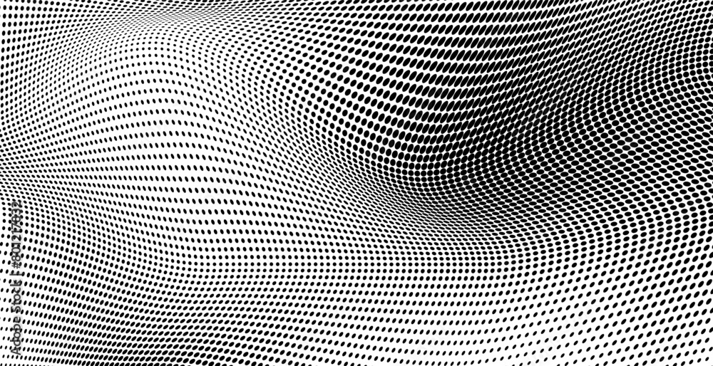 black and white wave halftone