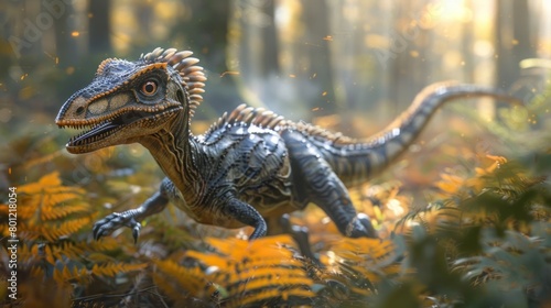 Vivid D of a Deinonychus Showcasing Its Powerful Build and Sharp Claws