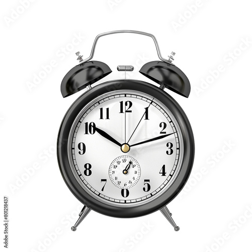 3d alarm clock isolated on transparent background